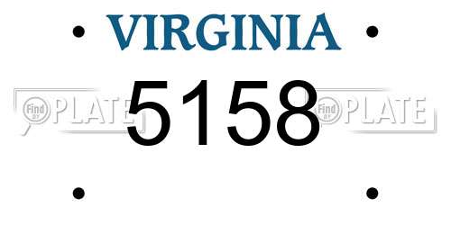 5158 Virginia License Plate