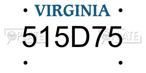 515D75 Virginia License Plate