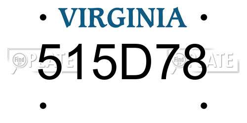 515D78 Virginia License Plate