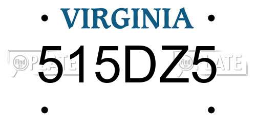 515DZ5 Virginia License Plate