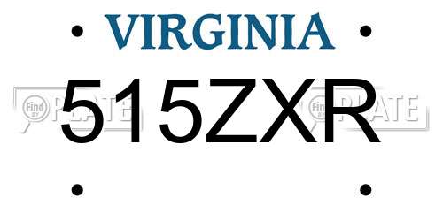 515ZXR Virginia License Plate