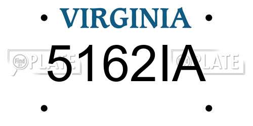 5162IA Virginia License Plate