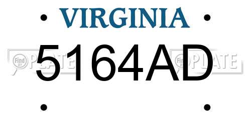 5164AD Virginia License Plate