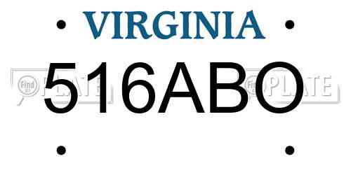 516ABO Virginia License Plate
