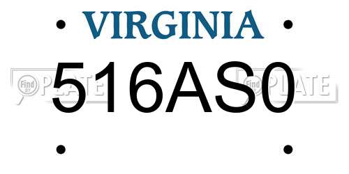 516AS0 Virginia License Plate