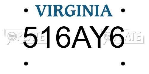 516AY6 Virginia License Plate