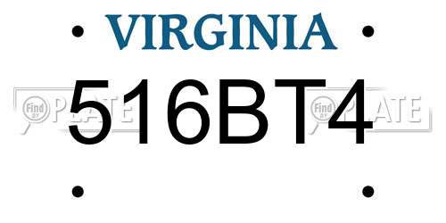516BT4 Virginia License Plate