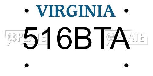 516BTA Virginia License Plate