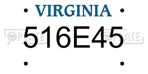 516E45 Virginia License Plate