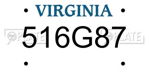 516G87 Virginia License Plate
