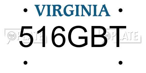 516GBT Virginia License Plate