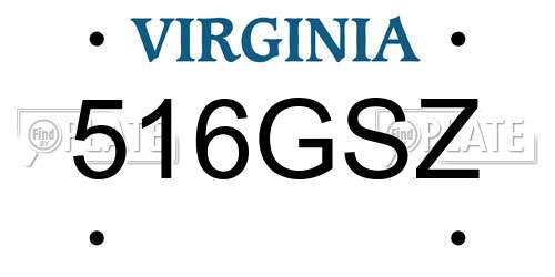 516GSZ Virginia License Plate