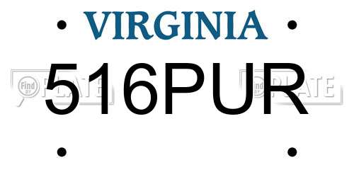 516PUR Virginia License Plate