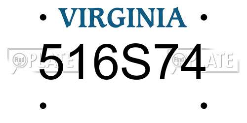516S74 Virginia License Plate