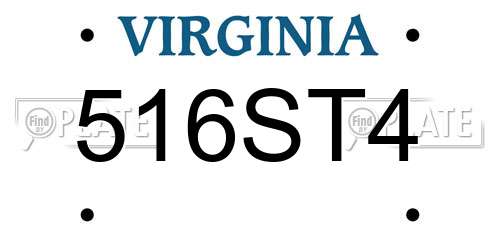 516ST4 Virginia License Plate