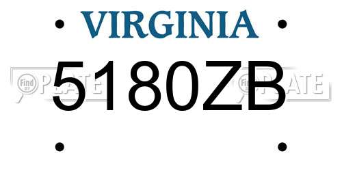 5180ZB Virginia License Plate
