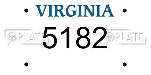 5182 Virginia License Plate