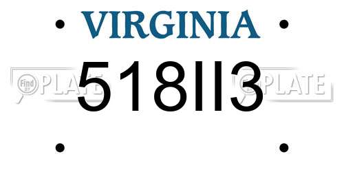 518II3 Virginia License Plate