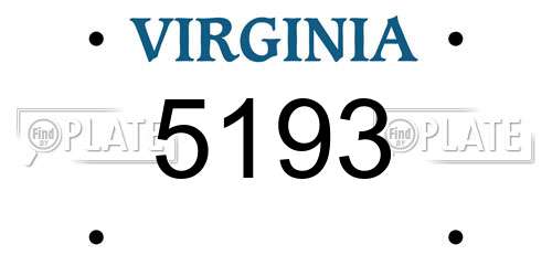 5193 Virginia License Plate