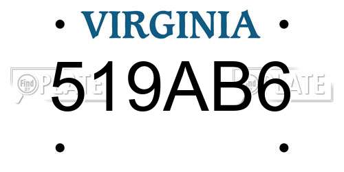 519AB6 Virginia License Plate