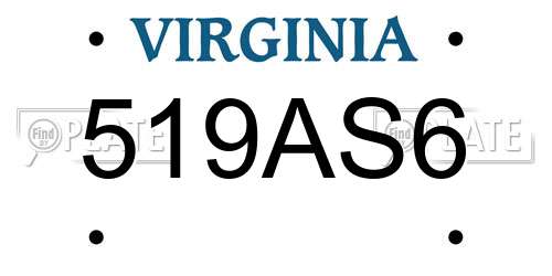 519AS6 Virginia License Plate