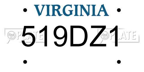 519DZ1 Virginia License Plate