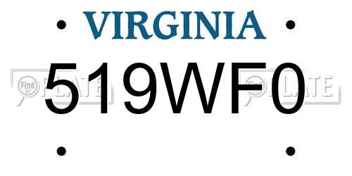 519WF0 Virginia License Plate