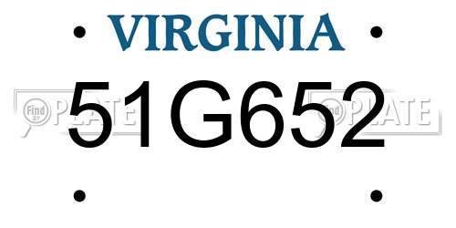 51G652 Virginia License Plate