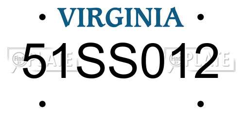 51SS012 Virginia License Plate