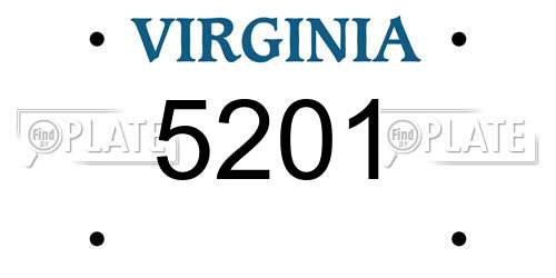 5201 Virginia License Plate