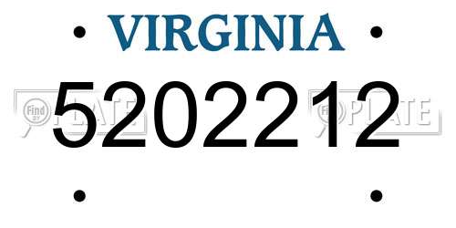 5202212 Virginia License Plate