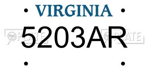 5203AR Virginia License Plate