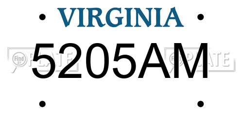 5205AM Virginia License Plate