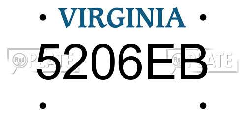 5206EB Virginia License Plate
