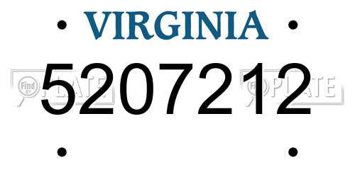 5207212 Virginia License Plate
