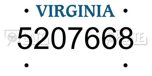 5207668 Virginia License Plate