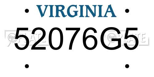 52076G5 Virginia License Plate