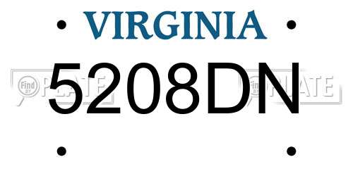 5208DN Virginia License Plate