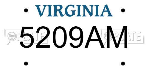 5209AM Virginia License Plate