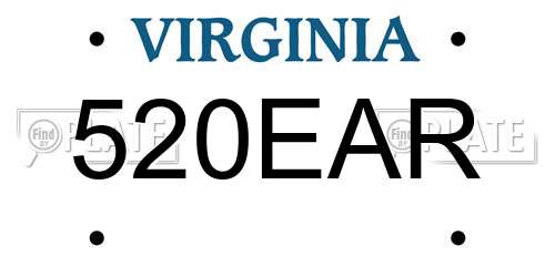 520EAR Virginia License Plate
