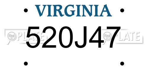 520J47 Virginia License Plate