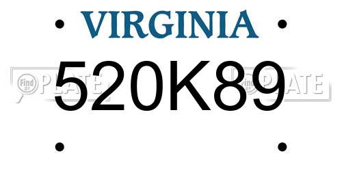520K89 Virginia License Plate