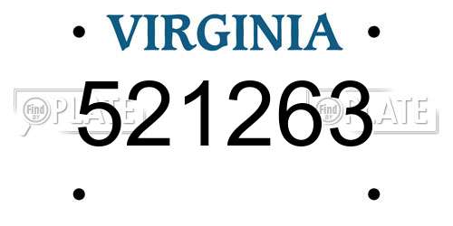 521263 Virginia License Plate