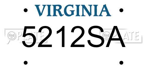 5212SA Virginia License Plate