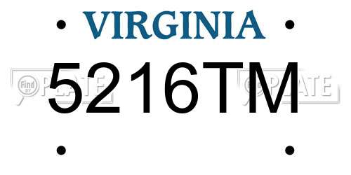 5216TM Virginia License Plate