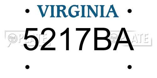 5217BA Virginia License Plate