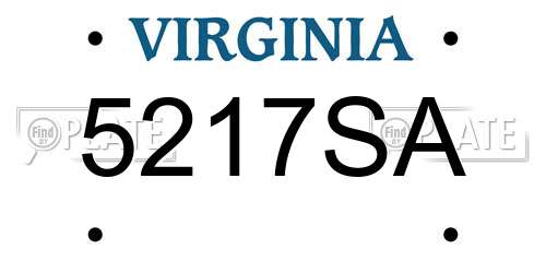 5217SA Virginia License Plate