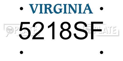 5218SF Virginia License Plate