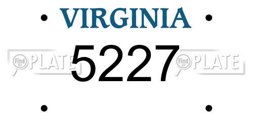 5227 Virginia License Plate