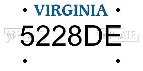 5228DE Virginia License Plate